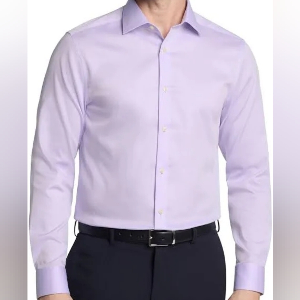 Calvin Klein Men's Slim Fit Stretch Purple Buttin Up Dress Shirt
